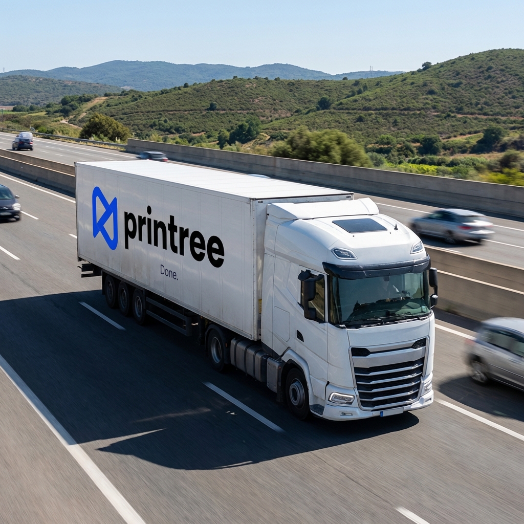 Printree copier delivery truck arriving for a nationwide installation